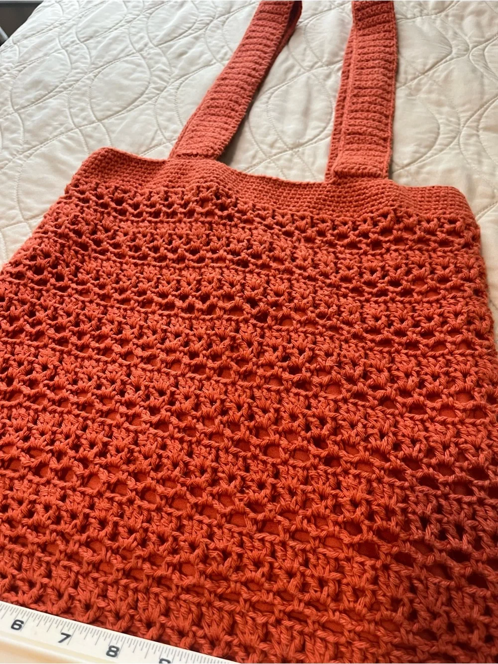 Handmade Crochet Tote Bag in Rust - Picture 2 of 12
